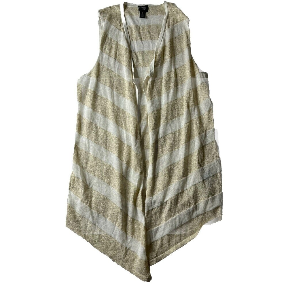 Travelers By Chicos 2 Women’s Open Cardigan White Gold Sparkle Knit Career Summe